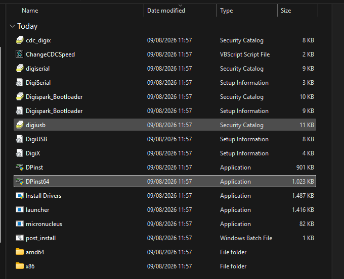 Isi folder driver Digispark yang sudah diekstrak